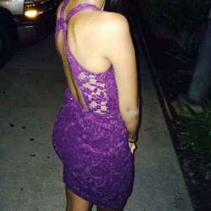 Purple lace halter bodycon